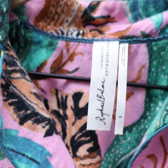 Raphael Balme for Anthropologie Peacock Flannel Sleep Top Small - Picture 4 of 4